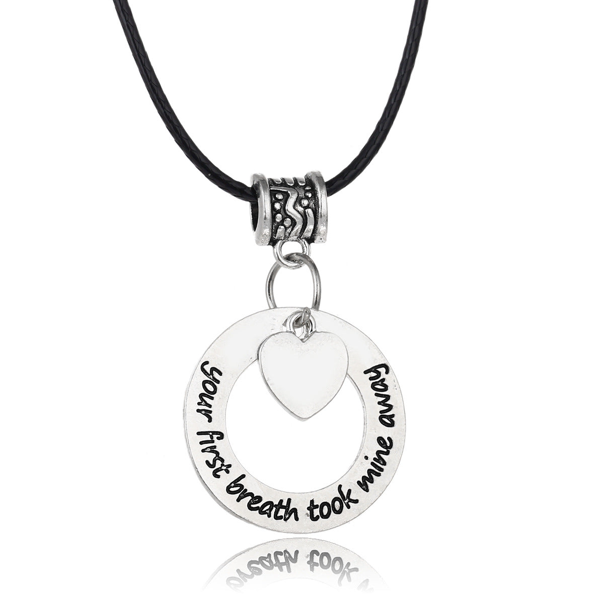 Wholesale Gothic Home Warmth Series English Engraved Pendant Leather Rope Necklace